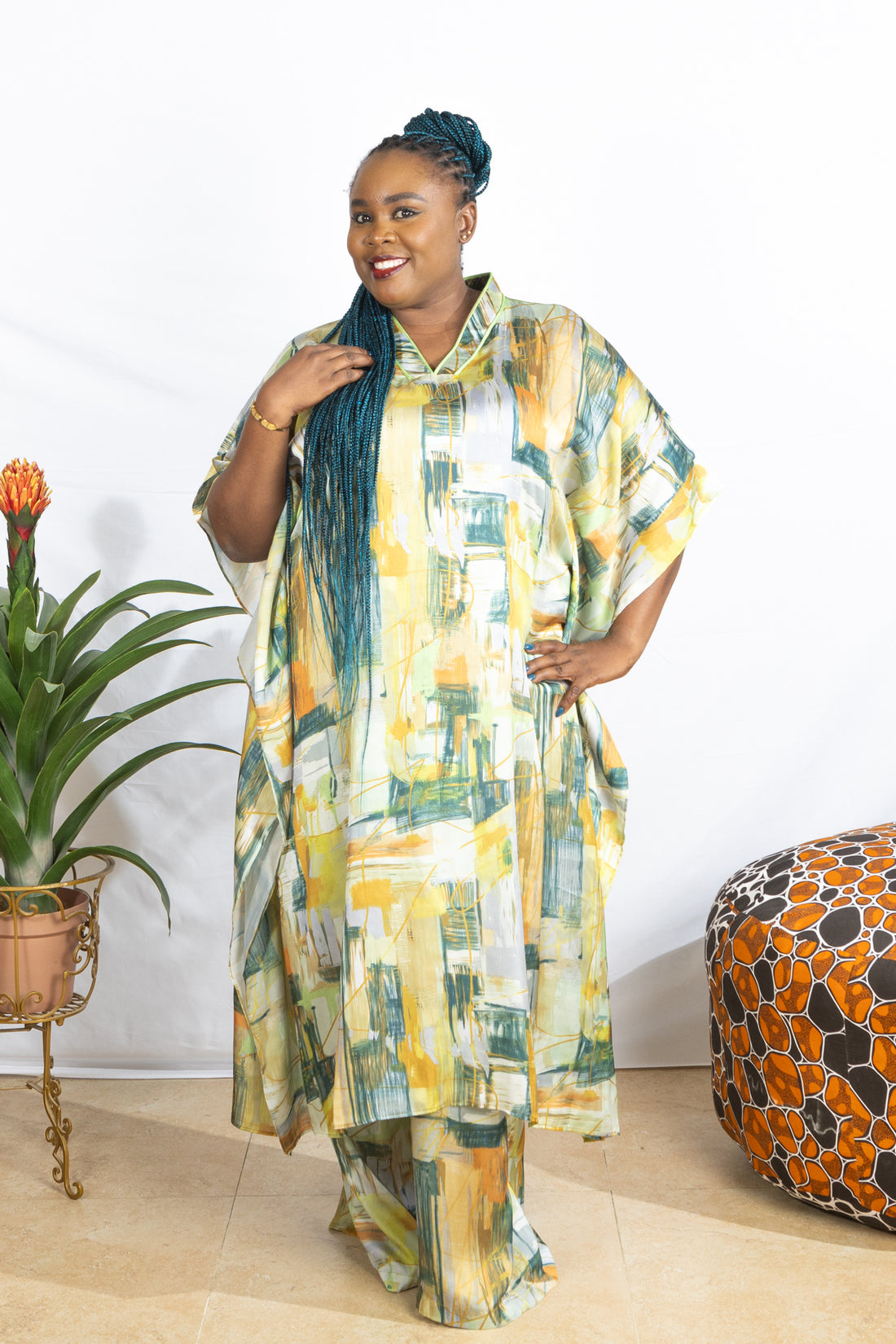 Kate Silk Kaftan Checkered - PSFSTORE™ - Prestigestylefashion