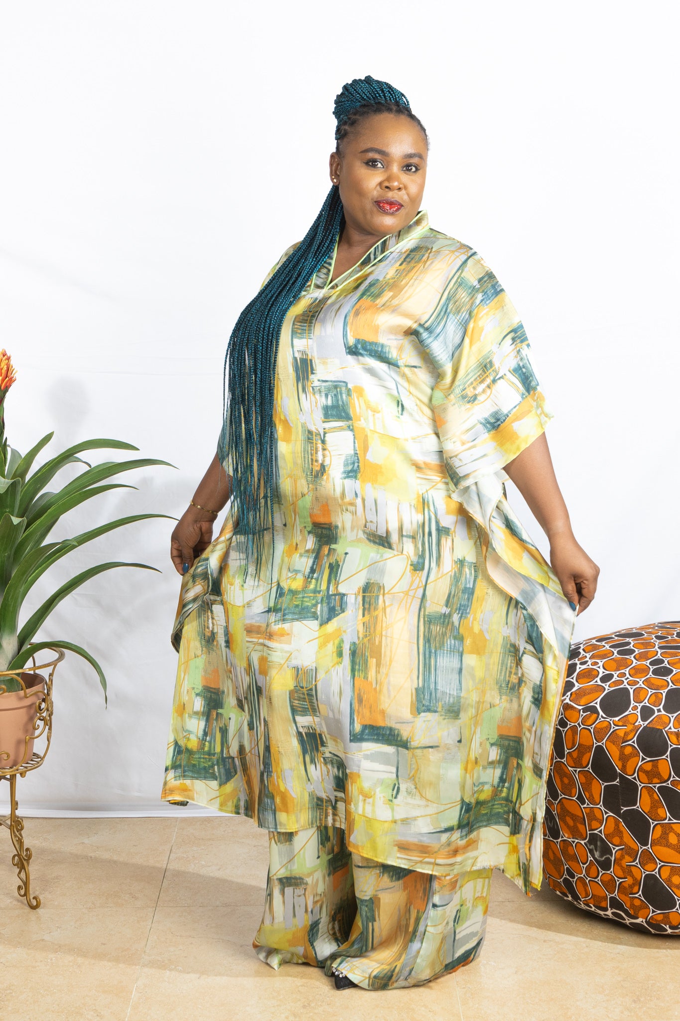 Kate Silk Kaftan Checkered - PSFSTORE™ - Prestigestylefashion