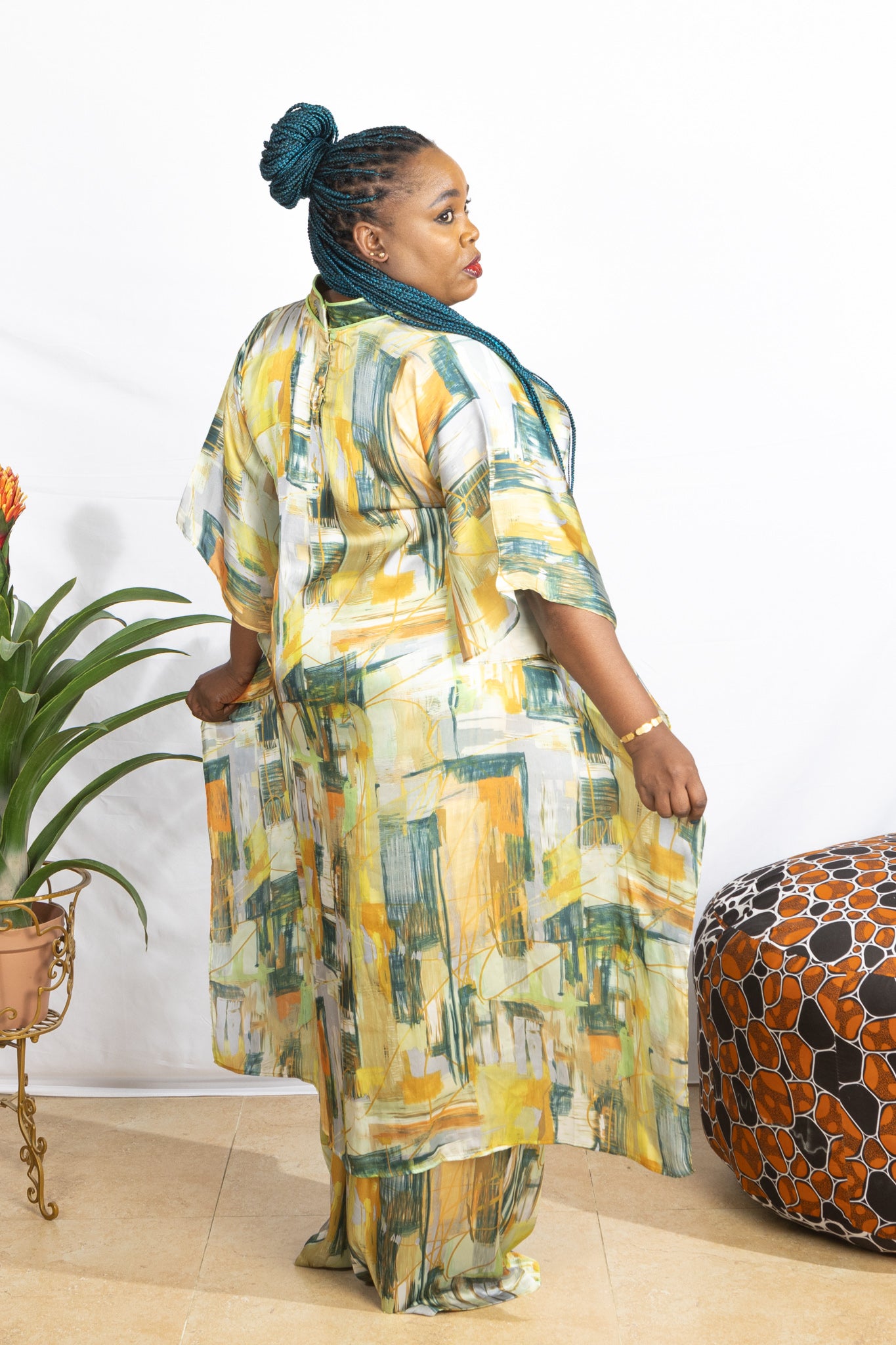 Kate Silk Kaftan Checkered - PSFSTORE™ - Prestigestylefashion