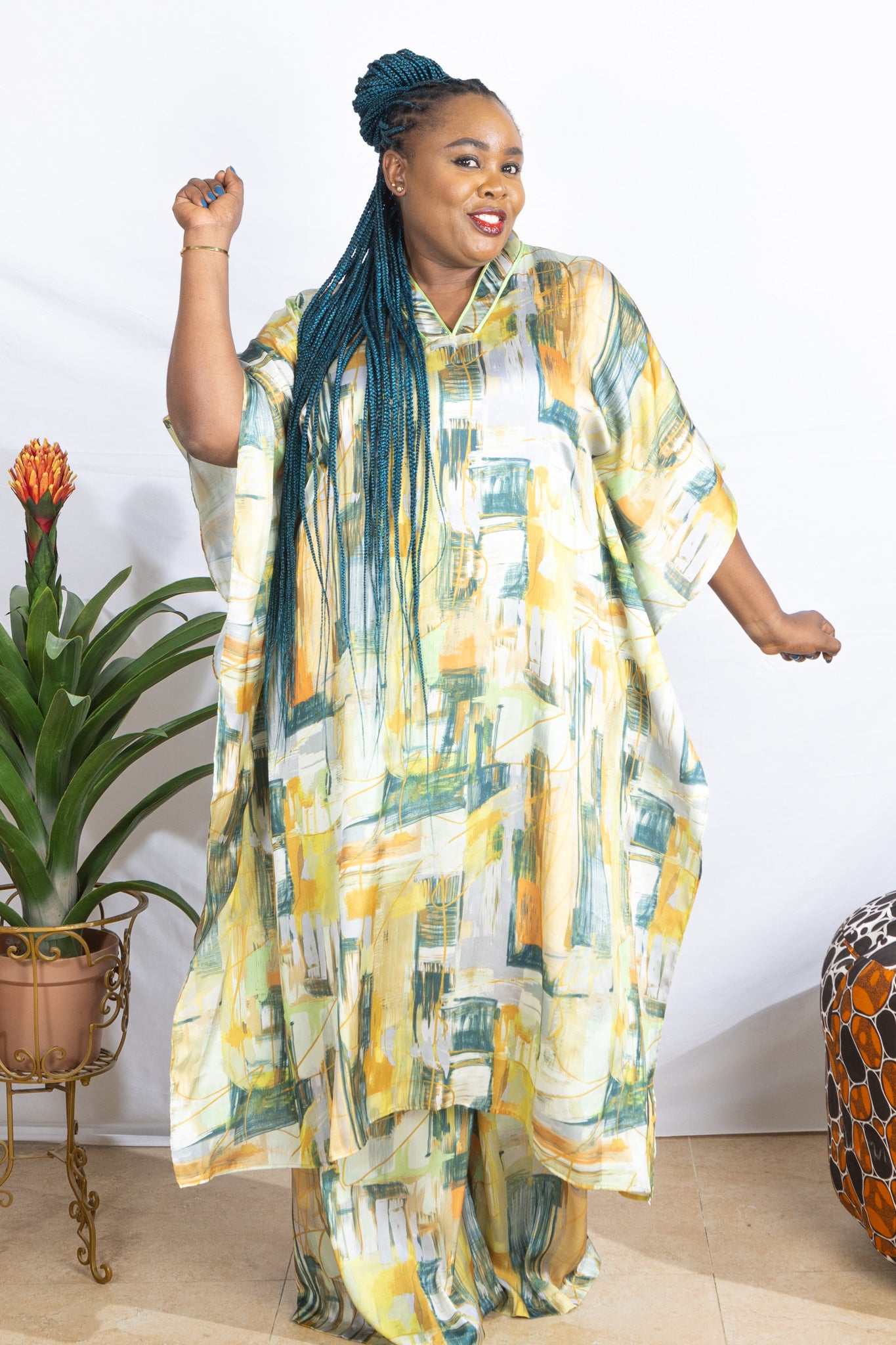 Kate Silk Kaftan Checkered - PSFSTORE™ - Prestigestylefashion