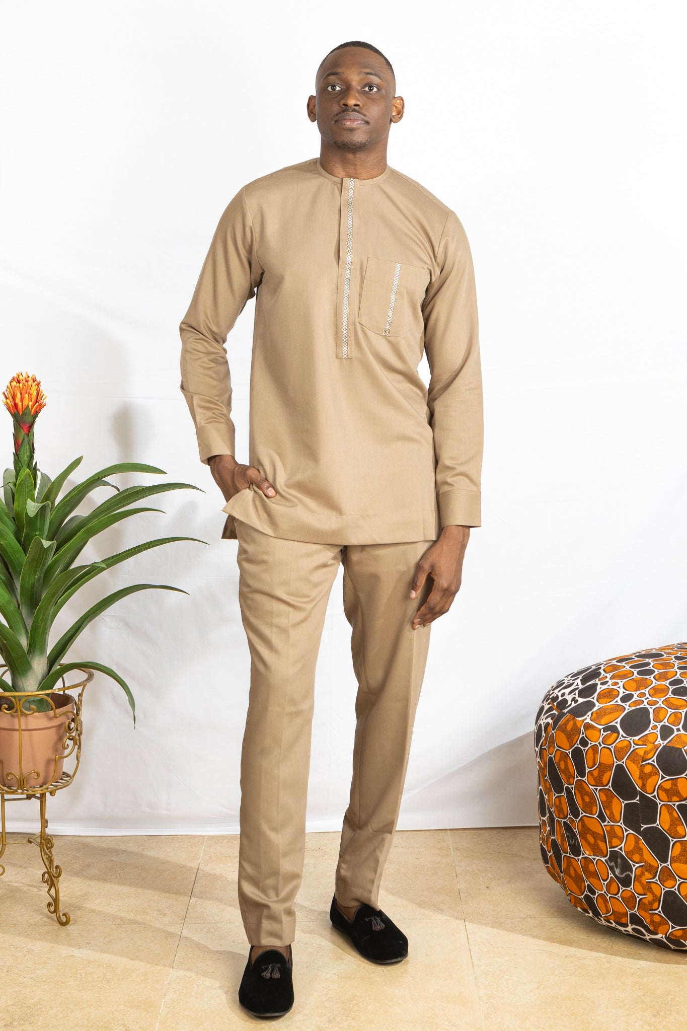 Mens African Wool Kaftan & Trouser Set - PSFSTORE™ - Prestigestylefashion