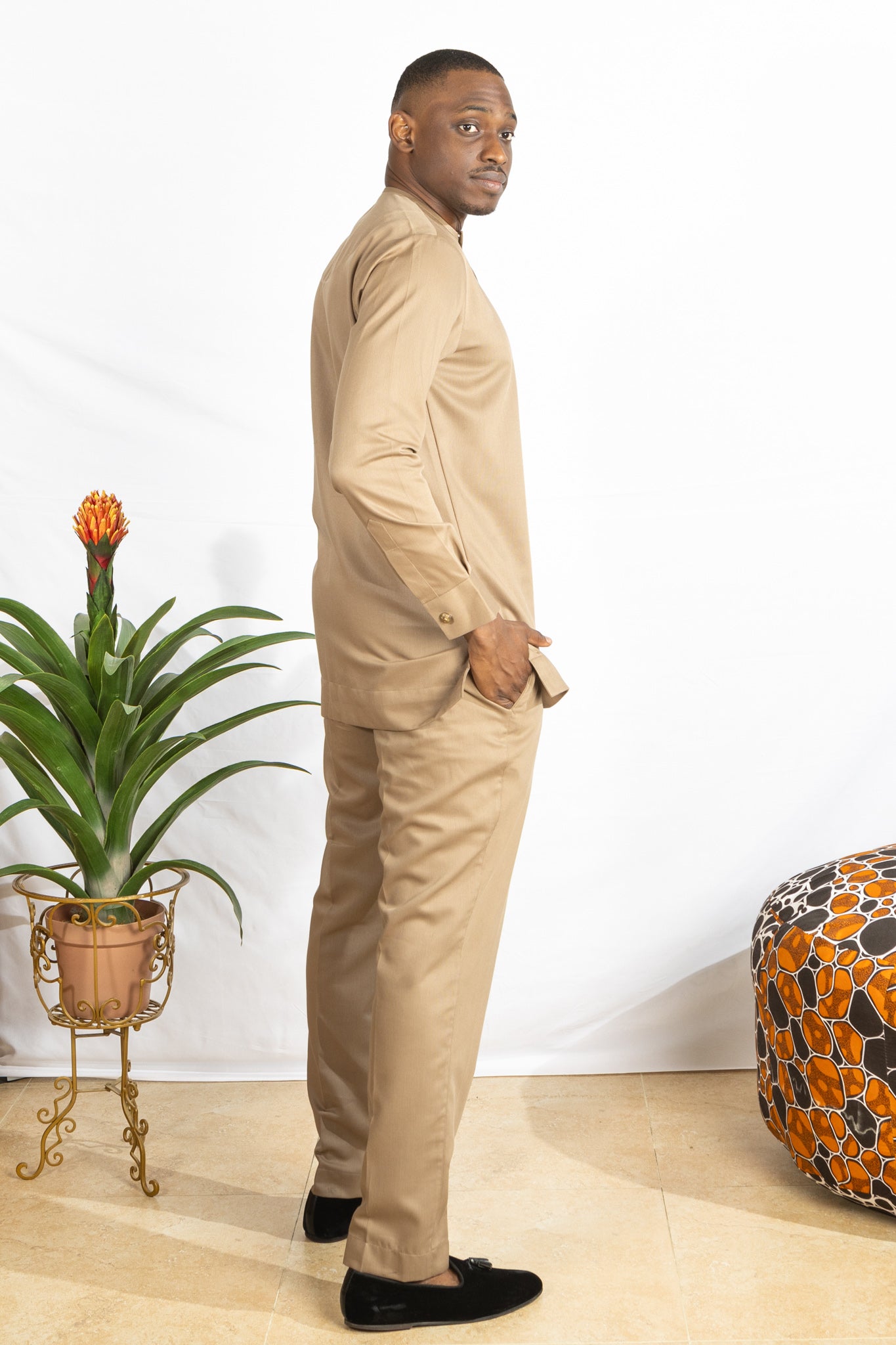 Mens African Wool Kaftan & Trouser Set - PSFSTORE™