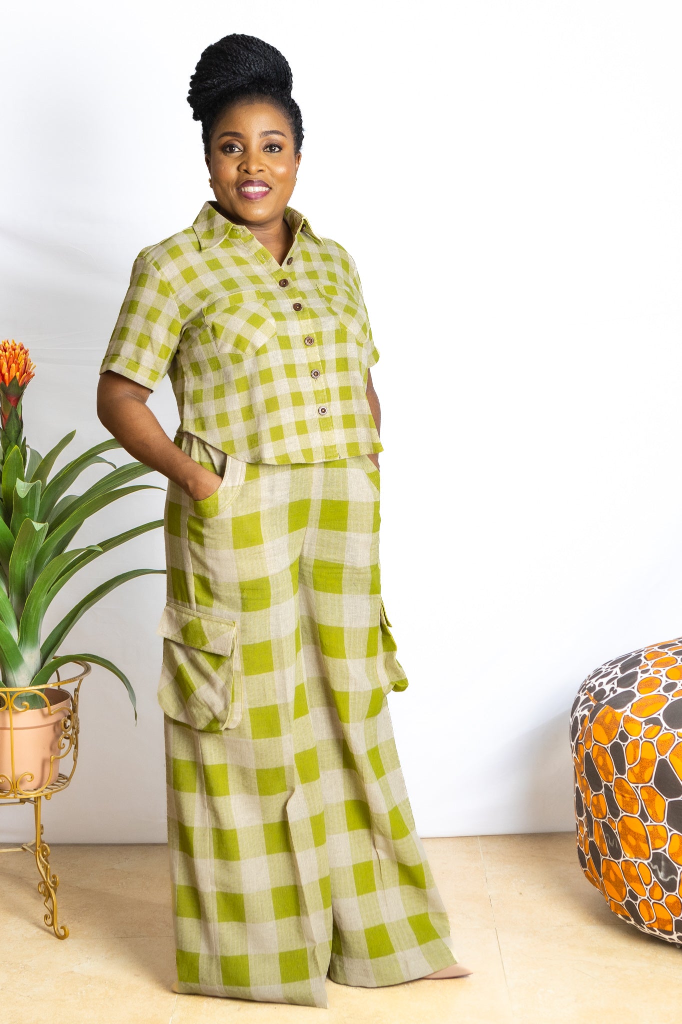 Bimbo - Women's African Crop linen Full set PSFSTORE™