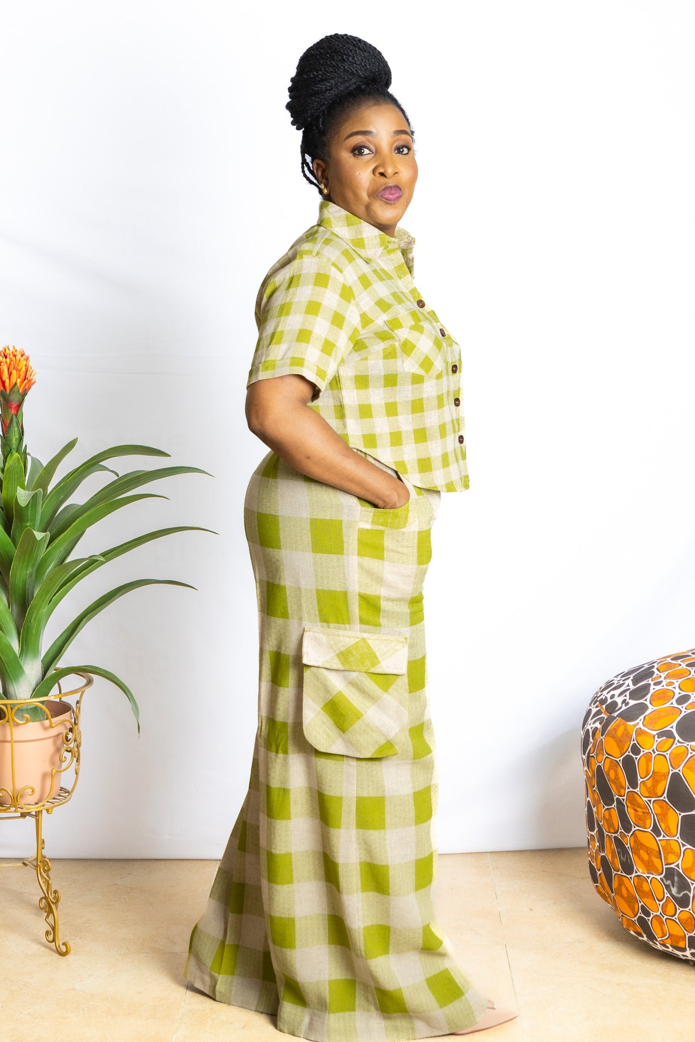 Bimbo - Women's African Crop linen Full set PSFSTORE™