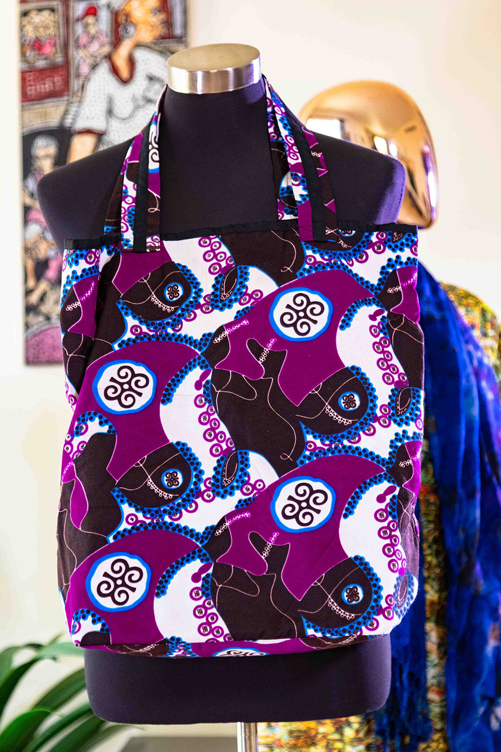 African Print Bag Ankara Tote Bag Faux Leather Bag Book 