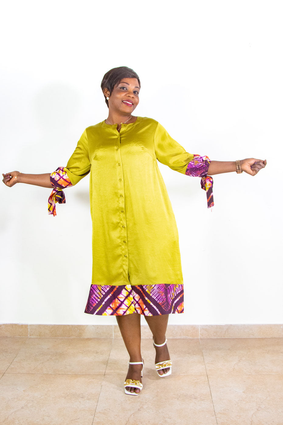 Victoria™ Ankara Silk Midi Dress