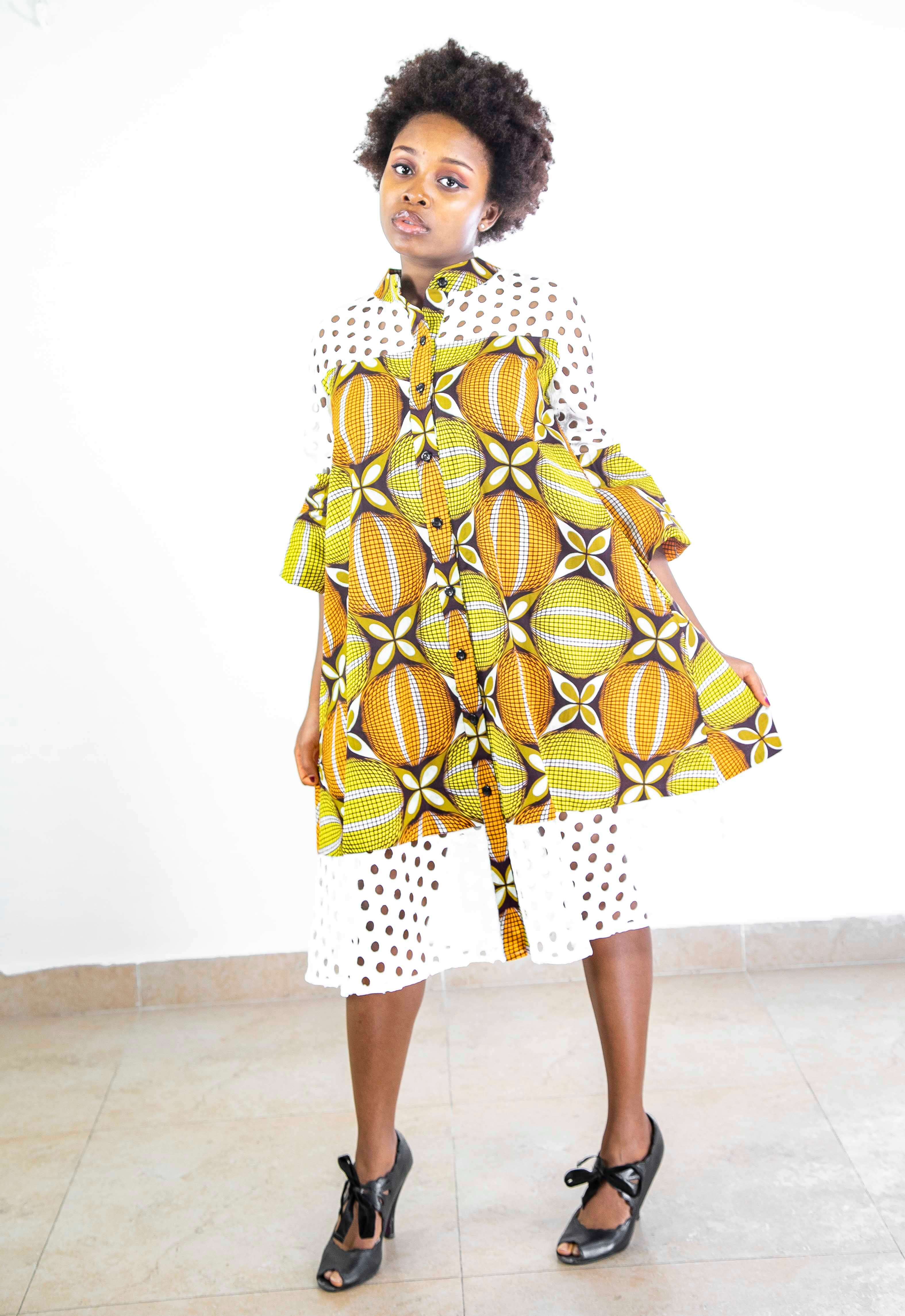 3 Quart Sleeve Midi Ankara Dress — YELLOW SUB TRADING